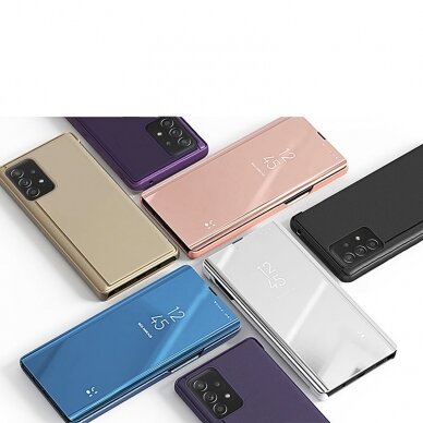 Samsung Galaxy A33 Atverčiamas dėklas Clear View 5G rožinis 1