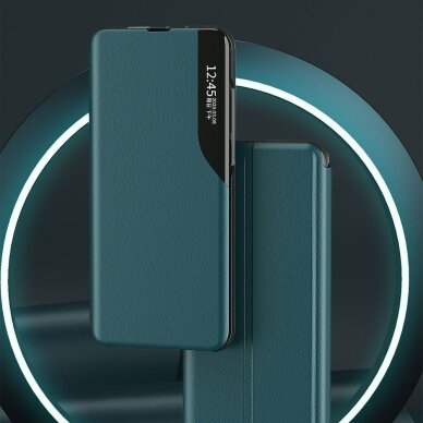 Samsung Galaxy A02s Atverčiamas dėklas Eco Leather View Case elegant Juodas 3