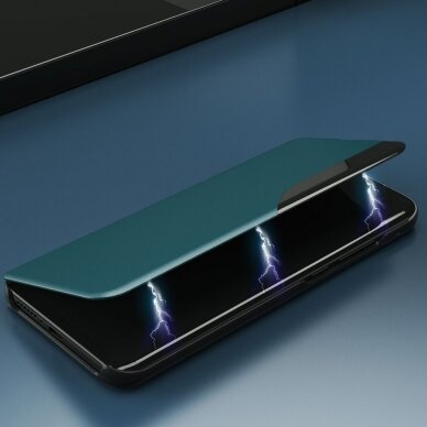 Samsung Galaxy A02s Atverčiamas dėklas Eco Leather View Case elegant Mėlynas 4