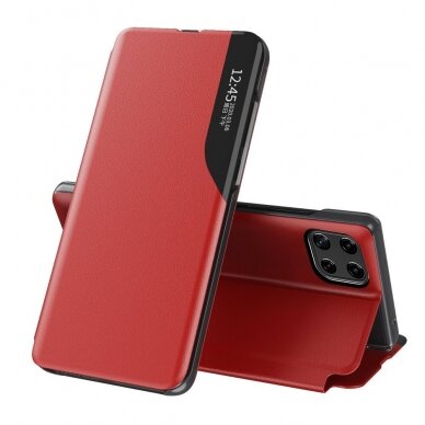 Akcija! Atverčiamas Dėklas Eco Leather View Case elegant Samsung Galaxy A22 4G Raudonas