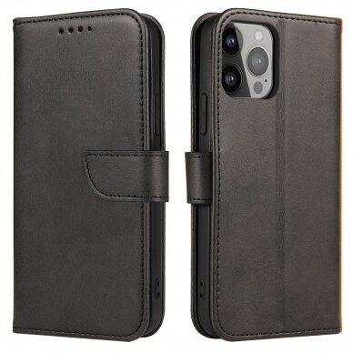 Iphone 13 Pro Atverčiamas dėklas Magnet Case elegant  Juodas
