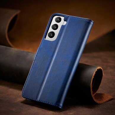 Akcija! Samsung Galaxy S22 Ultra Atverčiamas Dėklas Magnet Case Elegant skirtas  Mėlynas 13