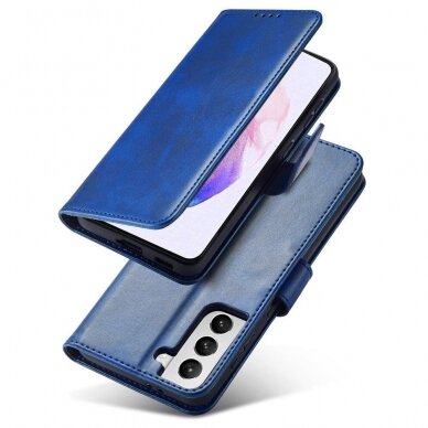 Akcija! Samsung Galaxy S22 Ultra Atverčiamas Dėklas Magnet Case Elegant skirtas  Mėlynas 18