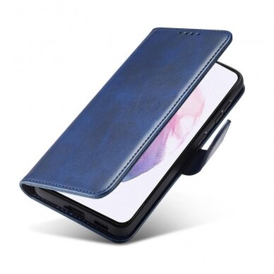 Akcija! Samsung Galaxy S22 Ultra Atverčiamas Dėklas Magnet Case Elegant skirtas  Mėlynas 2