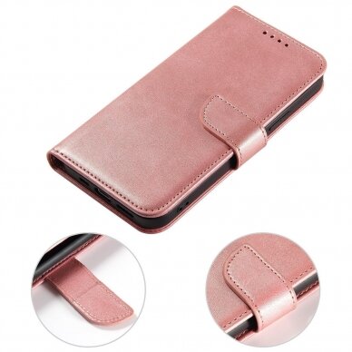 Atverčiamas dėklas Magnet cover Xiaomi Redmi Note 12 Cover with Flip Wallet Stand rožinis 1