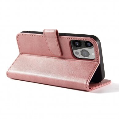 Atverčiamas dėklas Magnet cover Xiaomi Redmi Note 12 Cover with Flip Wallet Stand rožinis 2