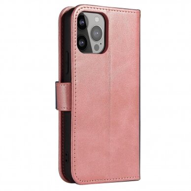 Atverčiamas dėklas Magnet cover Xiaomi Redmi Note 12 Cover with Flip Wallet Stand rožinis 3