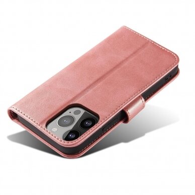 Atverčiamas dėklas Magnet cover Xiaomi Redmi Note 12 Cover with Flip Wallet Stand rožinis 4