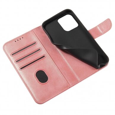Atverčiamas dėklas Magnet cover Xiaomi Redmi Note 12 Cover with Flip Wallet Stand rožinis 5