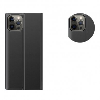 Iphone 13 Pro Max Atverčiamas dėklas New Sleep Case Bookcase  Juodas 6