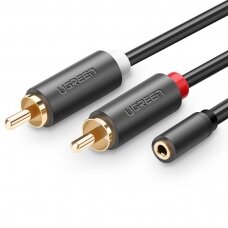 Audio kabelis Ugreen 3,5 mm mini jack (female) - 2RCA (male) audio cable 25 cm pilkas (AV102 10561)