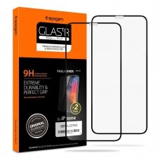 Aukštos Kokybės Ekrano Apsauga Spigen Glass Fc 2-Pack Iphone 11 Pro Juodais Kraštais