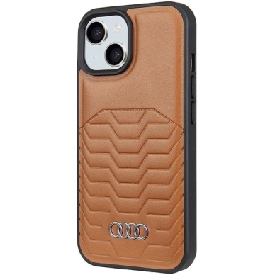 Audi Dirbtinės odos MagSafe dėklas iPhone 15 / 14 / 13 - Rudas 1