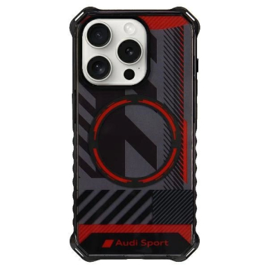 Audi IML Sport MagSafe Dėklas iPhone 15 Pro Max 6.7&quot; Juodas/Juodas hardcase AU-IMLMIP15PM-RSQ/D2-BK