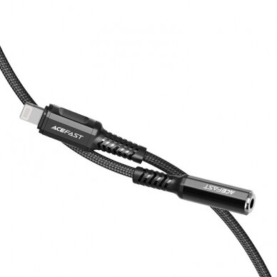 Audio adapteris Acefast MFI Lightning - 3.5mm mini jack (female) 18cm, AUX Juodas (C1-05) 2