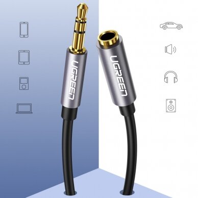 Audio adapteris Ugreen AUX 3,5 mm 3m sidabrinis (10595) 3