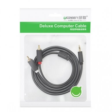 Audio kabelis Ugreen 3,5 mm mini jack (female) - 2RCA (male) audio cable 25 cm pilkas (AV102 10561) 3