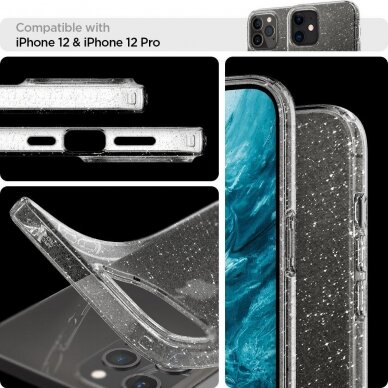 Aukštos Kokybės Dėklas Spigen Liquid Crystal Iphone 12 Pro / Iphone 12 Blizgus Skaidrus 7