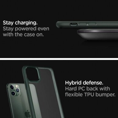 Aukštos Kokybės Dėklas Spigen Ultra Hybrid Iphone 11 Pro Midnight Žalias 2