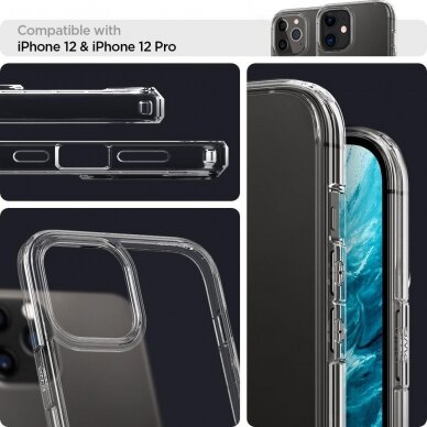 Aukštos Kokybės Dėklas Spigen Ultra Hybrid Iphone 12 Pro / Iphone 12 Skaidrus 9