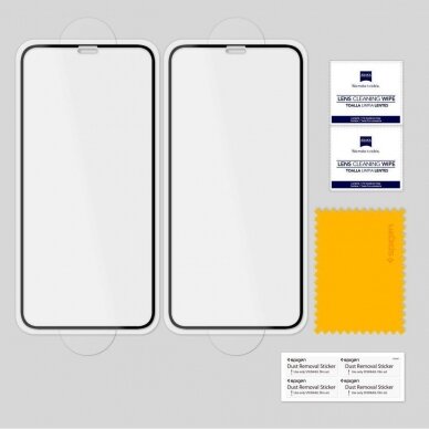 Aukštos Kokybės Ekrano Apsauga Spigen Glass Fc 2-Pack Iphone 11 Pro Juodais Kraštais  9