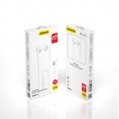 Akcija! Ausinės Dudao wired headphones USB Type C 1.2m Baltos (X3B-W) 6