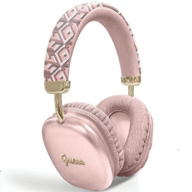 Ausinės Guess GCube Metallic Script Logo Bluetooth on-ear headphones - rožinis