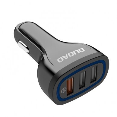 Automoblinis įkroviklis Dudao universal Car Charger 3x USB Quick Charge 3.0 QC3.0 2.4A 18W baltas 1