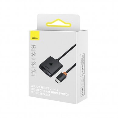 Baseus AirJoy 2in1 4K 60Hz bi-directional HDMI adapter with built-in 1m cable - Juodas 5