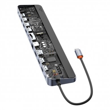 Baseus EliteJoy Gen2 universal USB HUB 12in1 with USB-C cable 25cm notebook stand USB-A / USB-C / DP / HDMI / SD / TF / RJ45 / 3.5mm jack / PD 100W gray (WKSX030213) 3