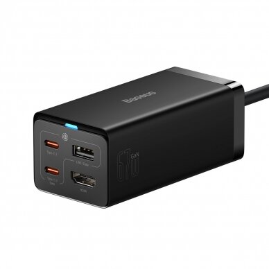 Baseus fast charger GaN5 Pro HUB HDMI 2 x USB-C / USB-A / HDMI 4K 30Hz 1.5m Juodas + USB-C cable - USB-C 100W 40Gb/s (USB4) 1m (CCGP110201) 1