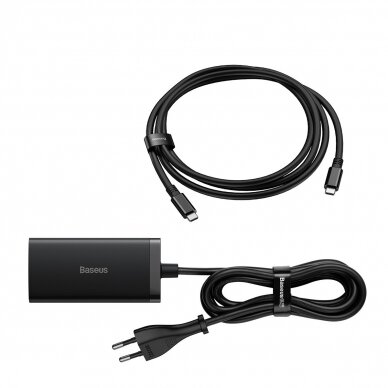 Baseus fast charger GaN5 Pro HUB HDMI 2 x USB-C / USB-A / HDMI 4K 30Hz 1.5m Juodas + USB-C cable - USB-C 100W 40Gb/s (USB4) 1m (CCGP110201) 5