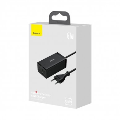 Baseus fast charger GaN5 Pro HUB HDMI 2 x USB-C / USB-A / HDMI 4K 30Hz 1.5m Juodas + USB-C cable - USB-C 100W 40Gb/s (USB4) 1m (CCGP110201) 6
