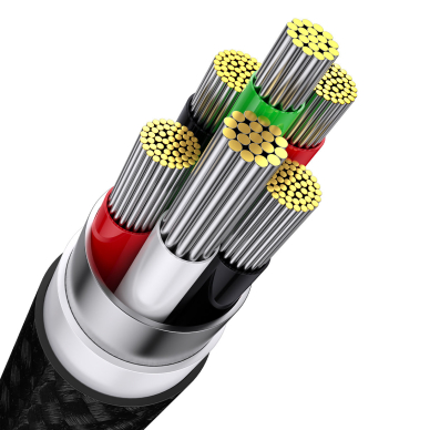 Baseus Flash Series Ⅱ One-for-three Fast Charging Data Cable USB to M+L+C 100W 1.2m Juodas 5