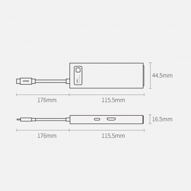 Baseus Metal Gleam 6in1 Multifunkcinis Šakotuvas HUB USB Type C - USB Type C 100 W / HDMI 4K 30 Hz / 3x USB 3.2 Gen 1 / RJ45 1 Gbps (CAHUB-CW0G) UGLX912 22