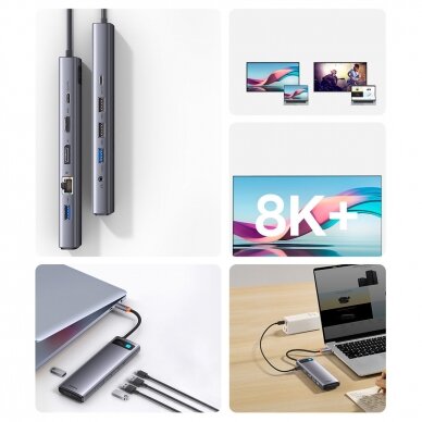 Baseus Metal Gleam multi-functional HUB USB Type C 12in1 HDMI / DP / USB Type C / minijack 3.5mm / RJ45 / SD (WKWG020213) 10