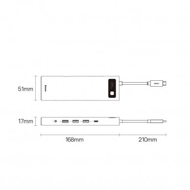 Baseus Metal Gleam multi-functional HUB USB Type C 12in1 HDMI / DP / USB Type C / minijack 3.5mm / RJ45 / SD (WKWG020213) 21