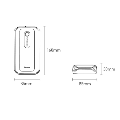 Baseus power bank Power Starter Jump Starter booster 1000mAh 12V (1000A / 500A) + crocodile clips black (CGNL020101) 17