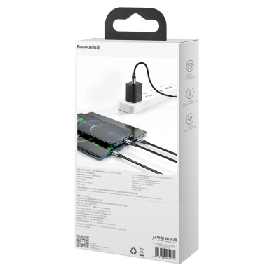 Baseus Rapid Series 3in1 USB-C - USB-C / Lightning / micro USB Kabelis 20W PD 1.5m - Juodas 7