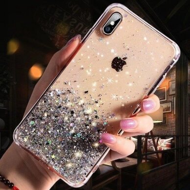 Blizgus TPU dėklas Wozinsky Star Glitter Samsung Galaxy A42 5G juodas 6