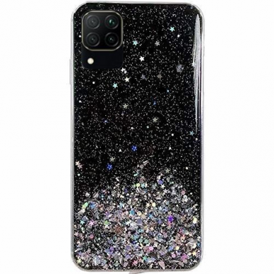 Blizgus TPU dėklas Wozinsky Star Glitter Samsung Galaxy A42 5G juodas