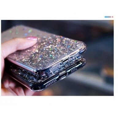 Blizgus TPU dėklas Wozinsky Star Glitter Samsung Galaxy A42 5G permatomas 7