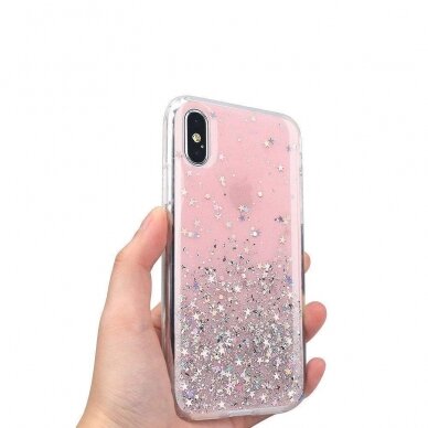 Blizgus TPU dėklas Wozinsky Star Glitter Samsung Galaxy A42 5G rožinis 2