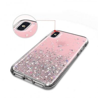 Blizgus TPU dėklas Wozinsky Star Glitter Samsung Galaxy A42 5G rožinis 4
