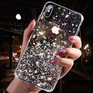 Blizgus TPU dėklas Wozinsky Star Glitter Samsung Galaxy A42 5G rožinis 6