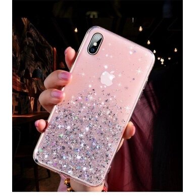 Blizgus TPU dėklas Wozinsky Star Glitter Samsung Galaxy A42 5G rožinis 10