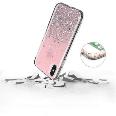 Blizgus TPU dėklas Wozinsky Star Glitter Samsung Galaxy A42 5G rožinis 1