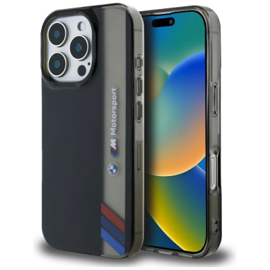 BMW Motorsport IML Vertical Stripe iPhone 16 Pro Max Dėklas - Juodas