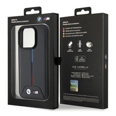 BMW Quilted Tricolor iPhone 15 Pro Dėklas - Juodas 7