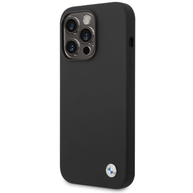 BMW Silikoninis Metal Logo iPhone 15 Pro Max Dėklas - Juodas 1